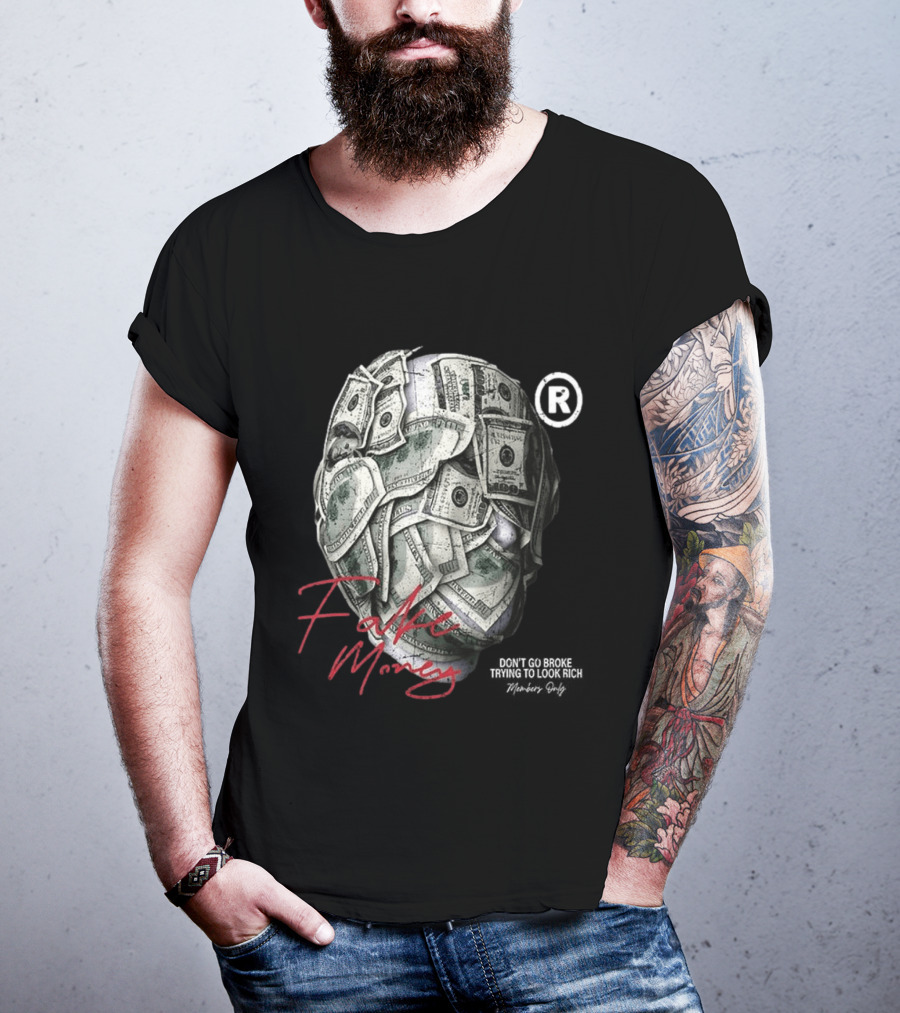 Fake Money Masked Head Members Only Rich Trademark T-Shirt