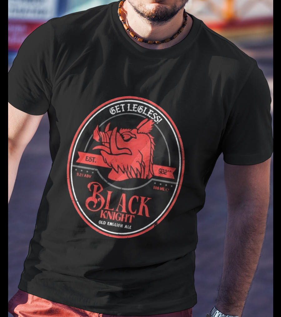 Get Legless Black Knight Old English Ale Est 932AD Wild Boar T-Shirt