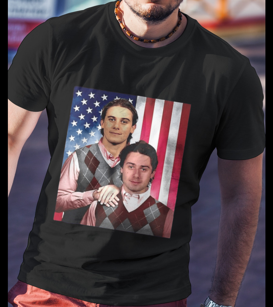 Jack Quinn Hughes USA Hockey Step Brothers American Flag T-Shirt
