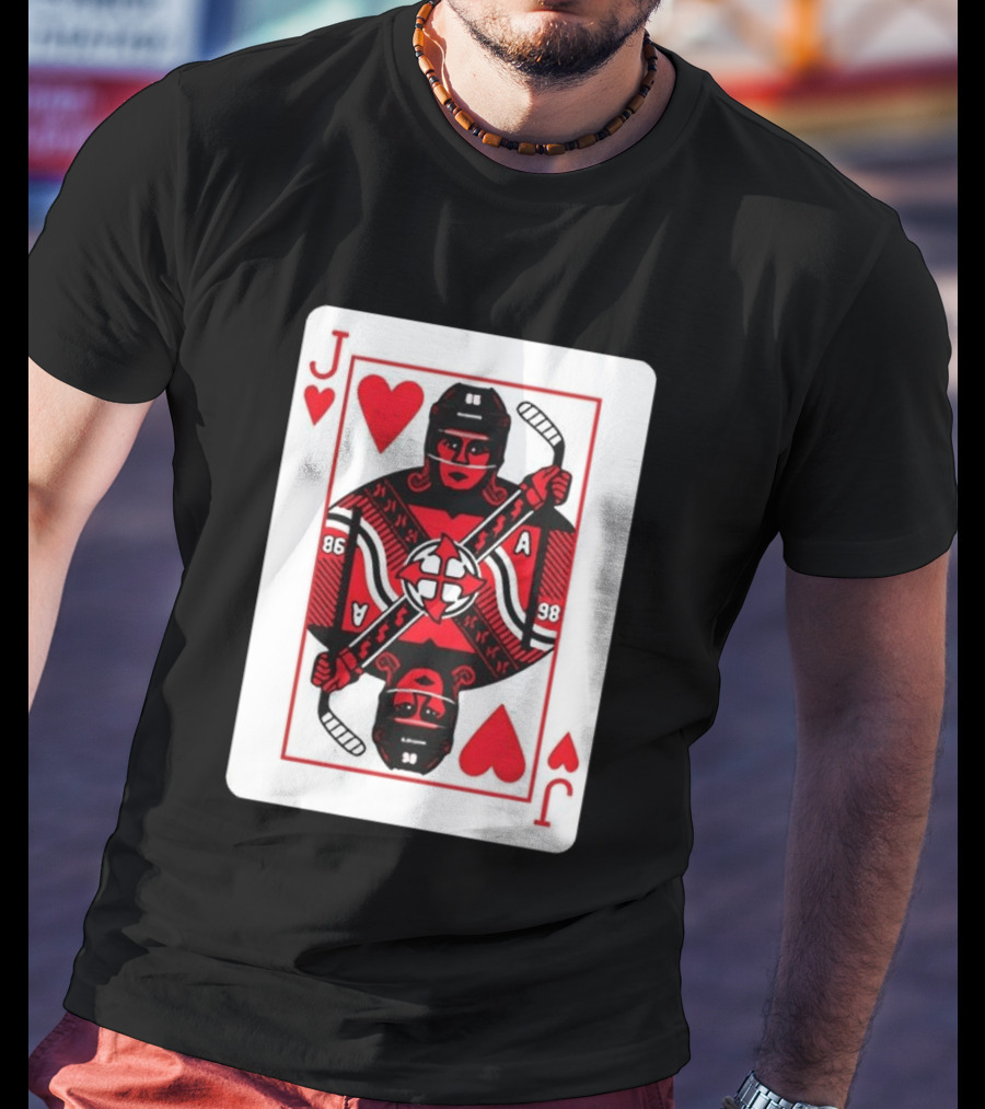 Jack Hughes Playing Card Hockey Jersey 86 Jack Of Hearts Ace T-Shirt