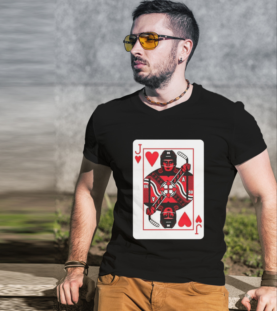 Jack Hughes Playing Card Hockey Jersey 86 Jack Of Hearts Ace T-Shirt