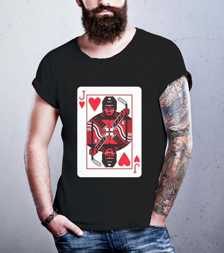 Jack Hughes Playing Card Hockey Jersey 86 Jack Of Hearts Ace T-Shirt