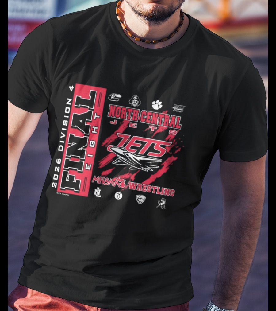 North Central Jets 2026 Final Eight Division 4 MHSAA Wrestling T-Shirt