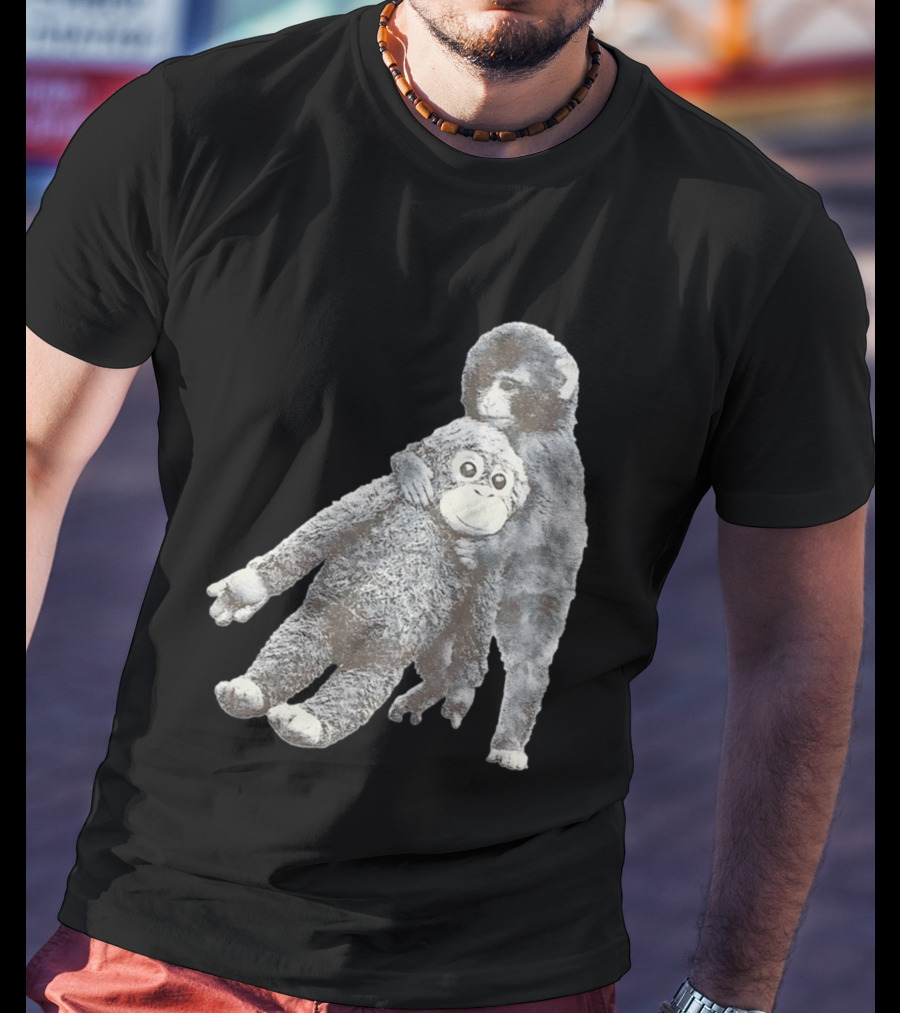 Punch Kun Monkey Plush Toy Hugging Scene T-Shirt