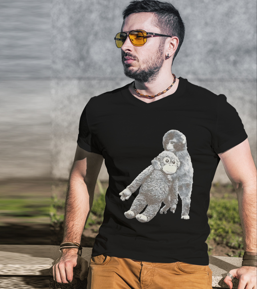 Punch Kun Monkey Plush Toy Hugging Scene T-Shirt