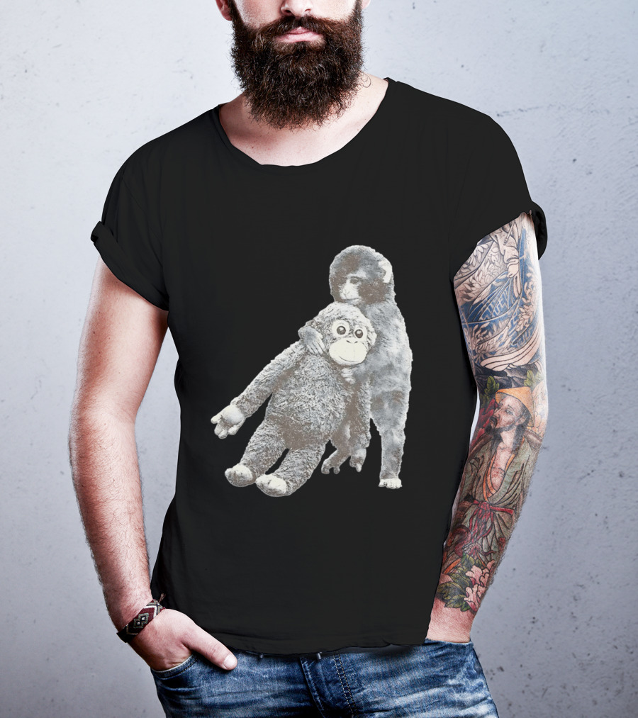 Punch Kun Monkey Plush Toy Hugging Scene T-Shirt