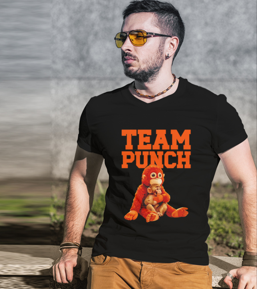 Team Punch Monkey Duo 2026 Vibrant Orange Characters T-Shirt