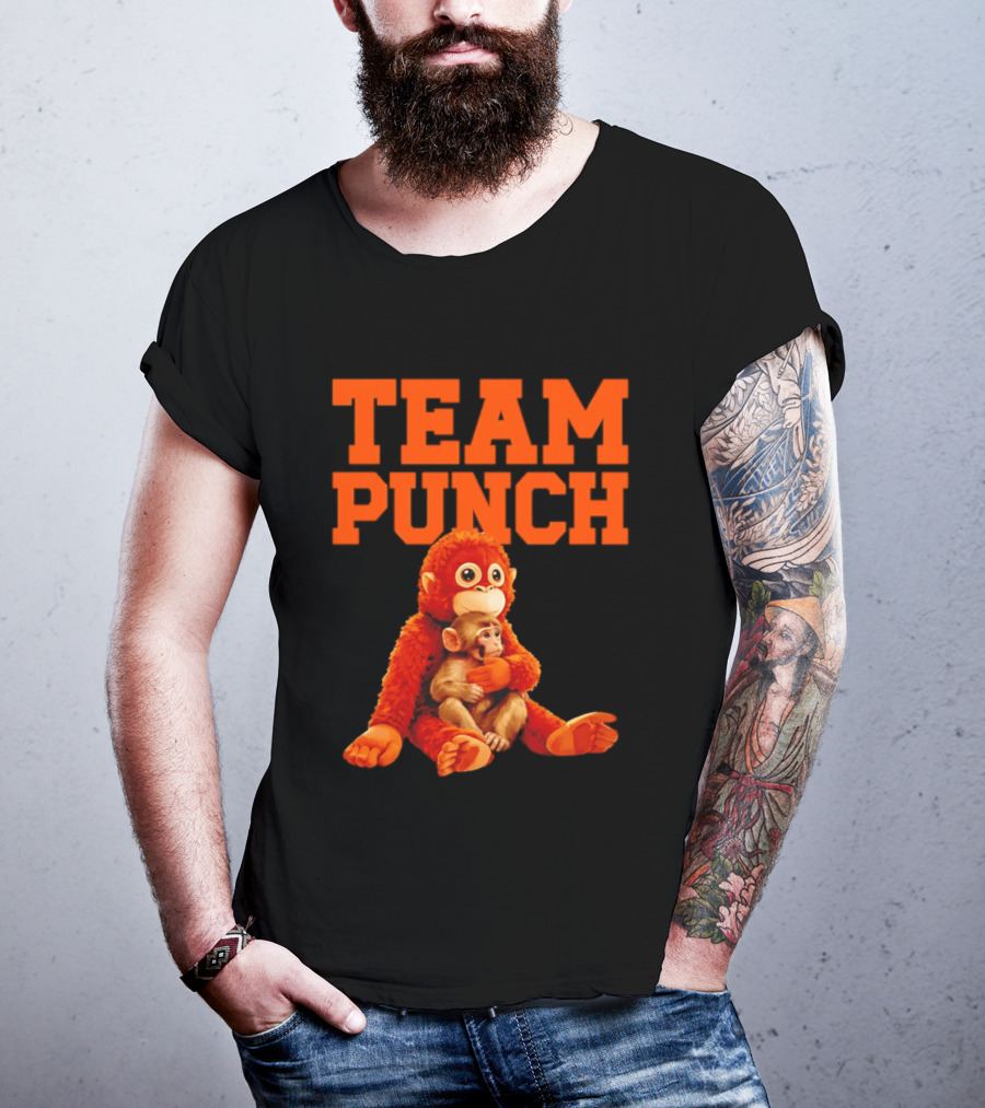 Team Punch Monkey Duo 2026 Vibrant Orange Characters T-Shirt