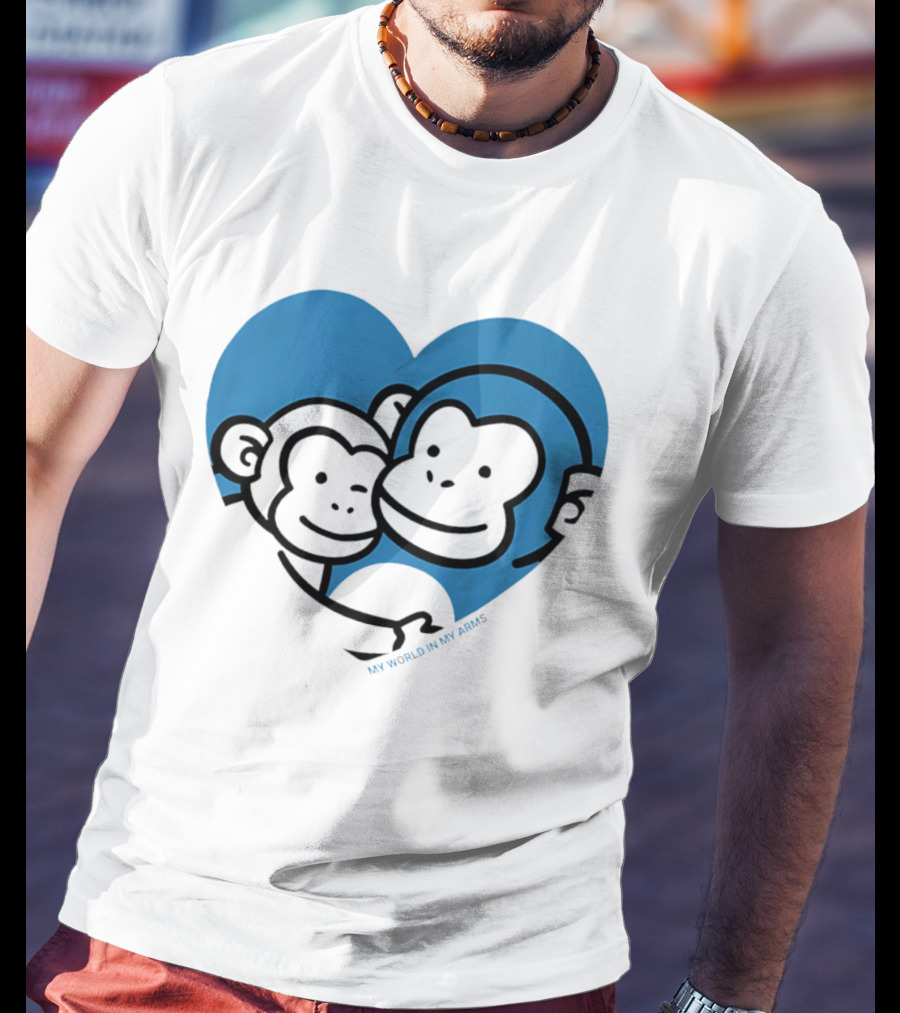My World In My Arms Heart With Punchi Monkeys T-Shirt