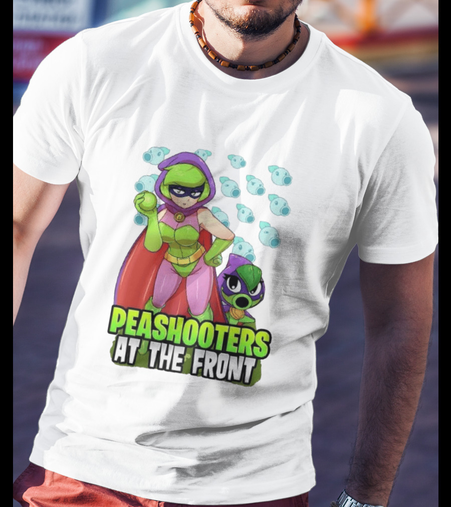 Peashooters At The Front Superhero Style Action Adventure T-Shirt