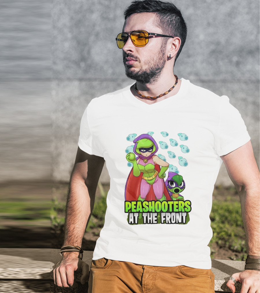 Peashooters At The Front Superhero Style Action Adventure T-Shirt