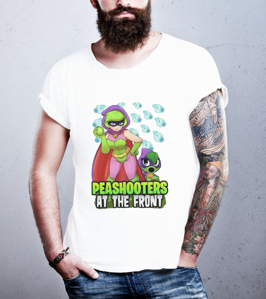 Peashooters At The Front Superhero Style Action Adventure T-Shirt