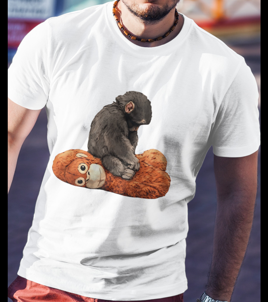 Punch Kun Protect Baby Monkey Comfort Plush Hugging Companion T-Shirt