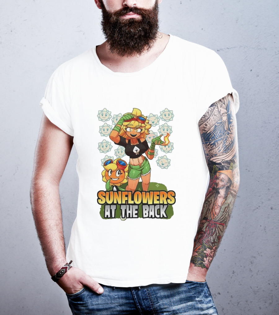 Sunflowers At The Back Colorful Character With Goggles And Fire Magic T-Shirt