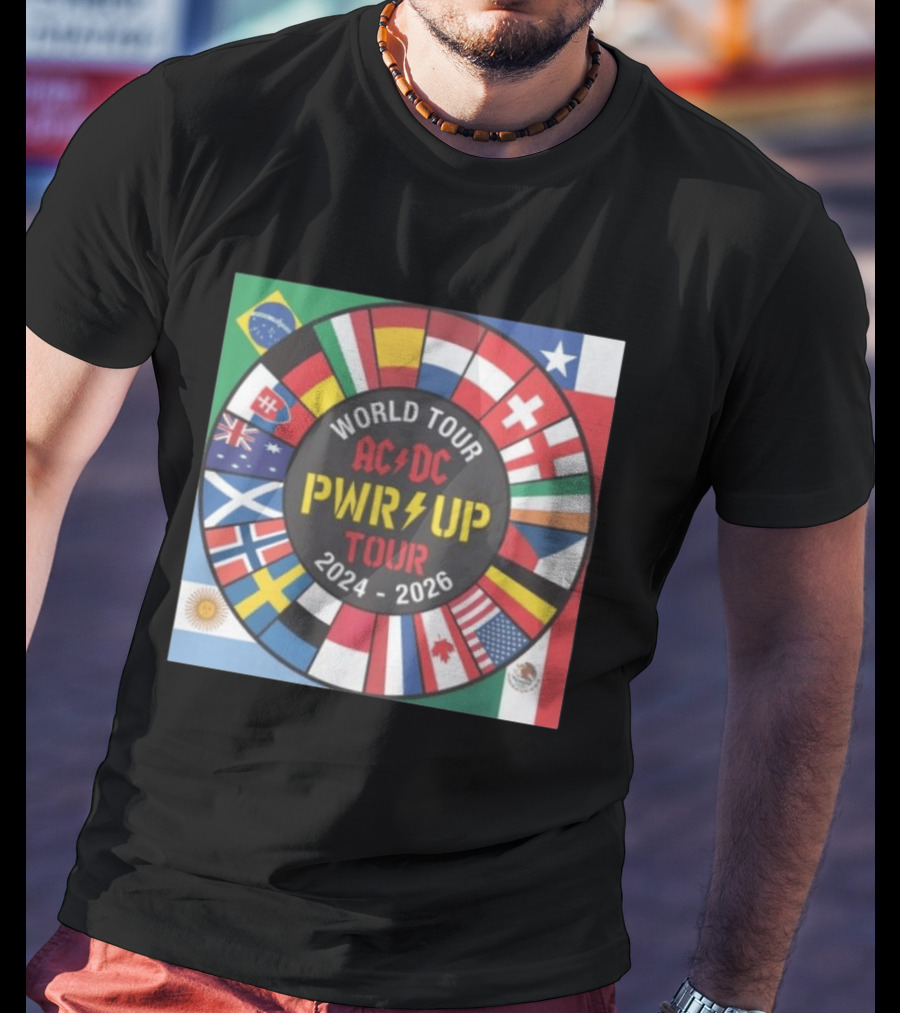 ACDC Pwr Up World Tour 2024 2026 International Flags Edition T-Shirt