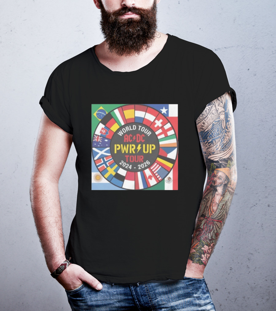 ACDC Pwr Up World Tour 2024 2026 International Flags Edition T-Shirt