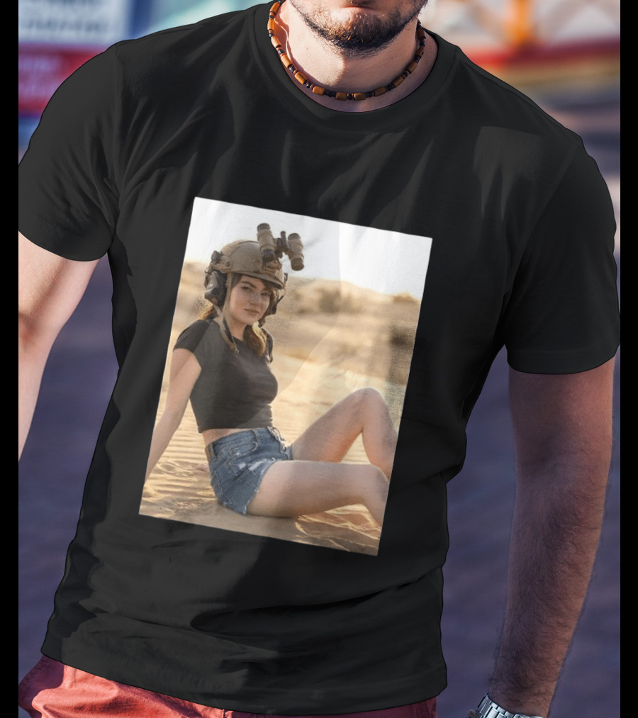 Emma Stone Desert Night Vision Helmet Adventure T-Shirt