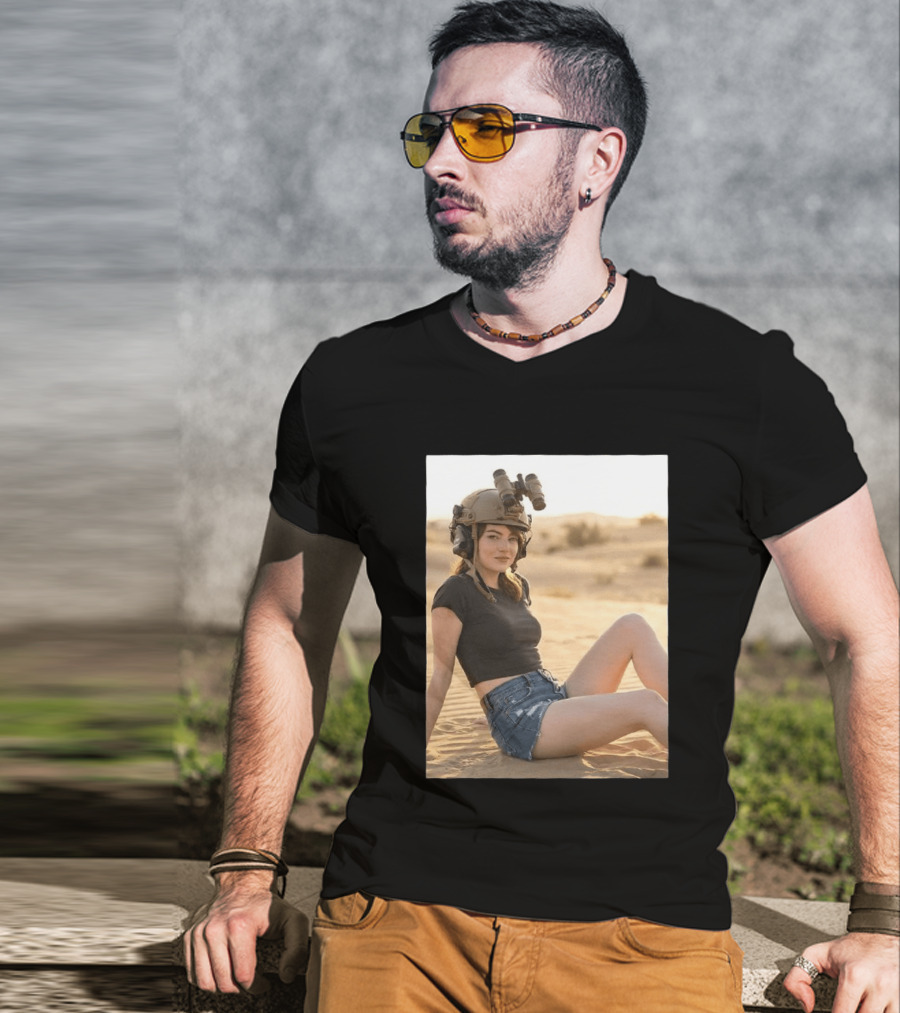 Emma Stone Desert Night Vision Helmet Adventure T-Shirt