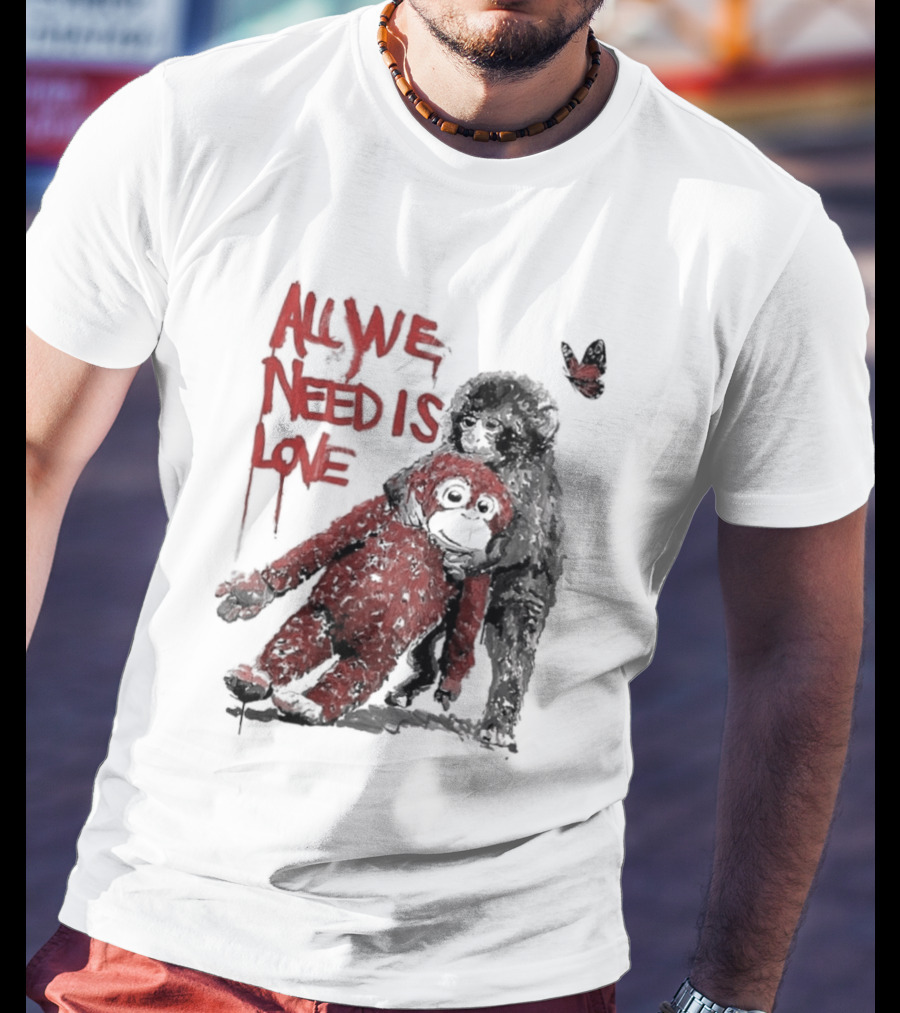 All We Need Is Love Baby Monkey Punch Ikea Doll Japan Zoo T-Shirt