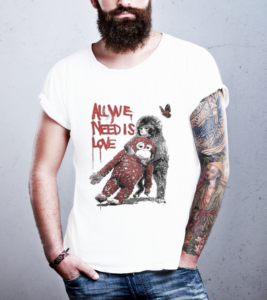 All We Need Is Love Baby Monkey Punch Ikea Doll Japan Zoo T-Shirt