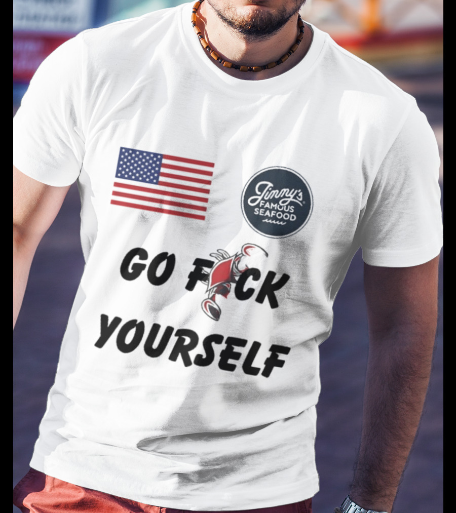 Jimmys Seafood Go F Yourself Crab American Flag T-Shirt