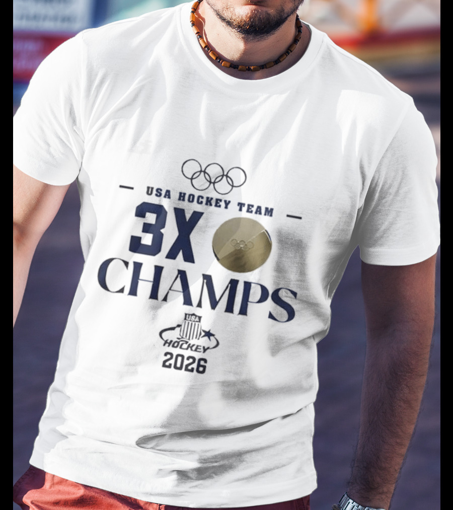 USA Hockey Team 3X Champs Olympic Gold Medal 2026 T-Shirt