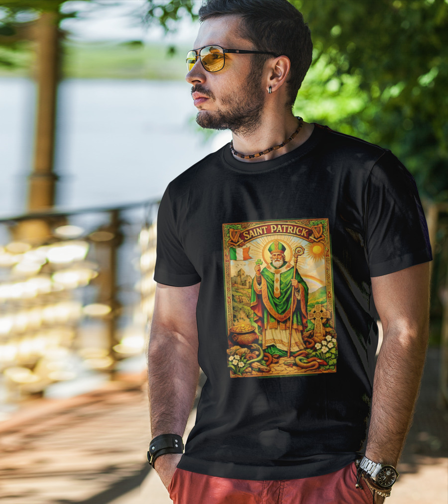 Saint Patrick Ireland Shamrock Cross Snakes Harp Flag T-Shirt