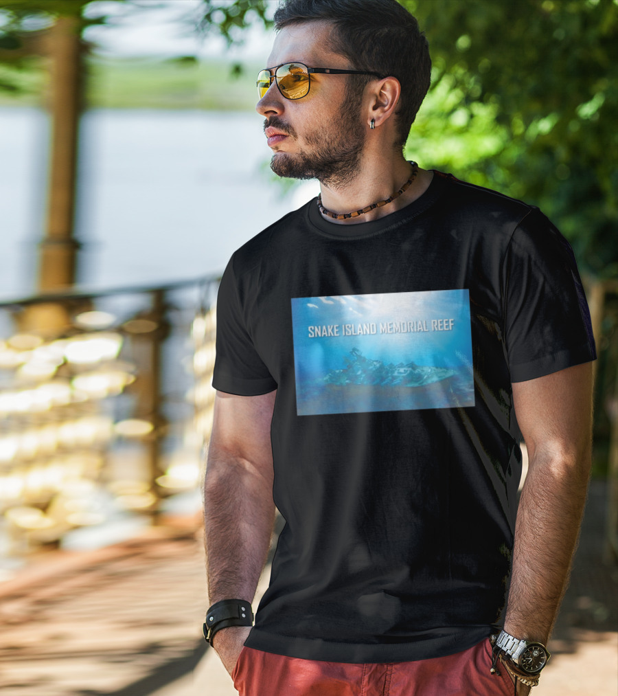 Snake Island Memorial Reef Submerged Ship Ocean Scene T-Shirt