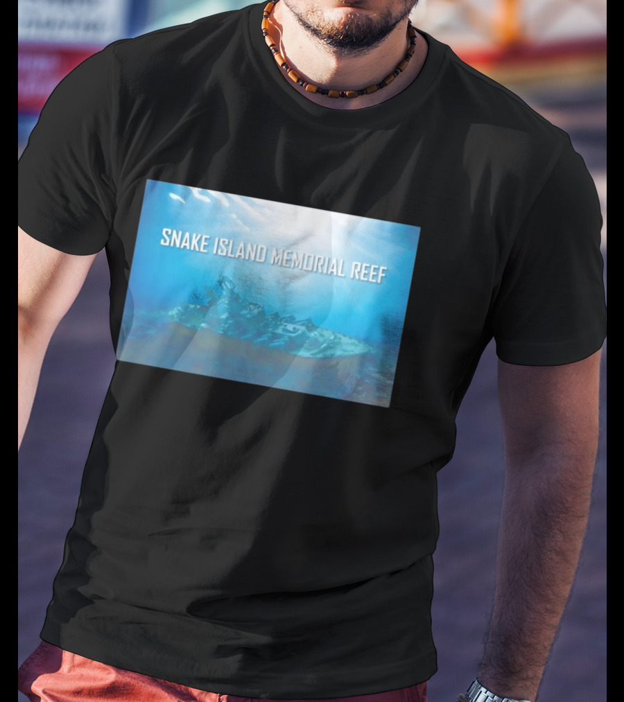 Snake Island Memorial Reef Submerged Ship Ocean Scene T-Shirt