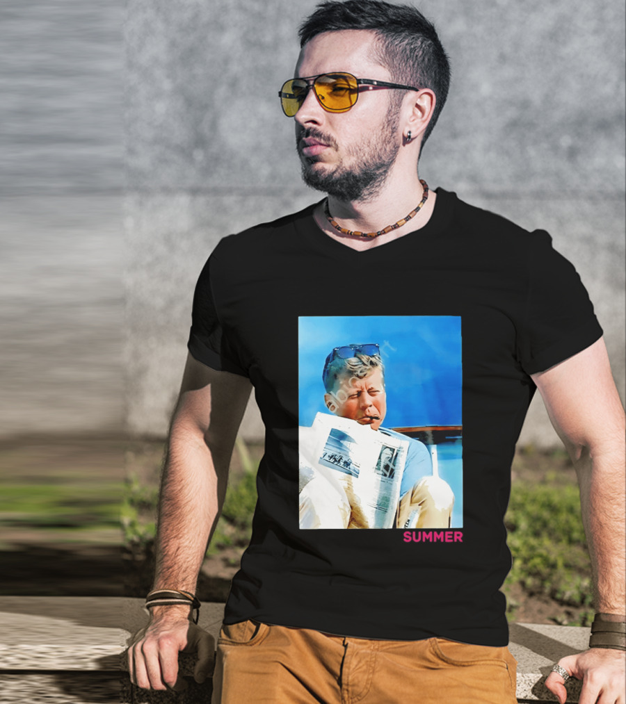 Barstool Sports JFK Summer Sunglasses Reading News T-Shirt