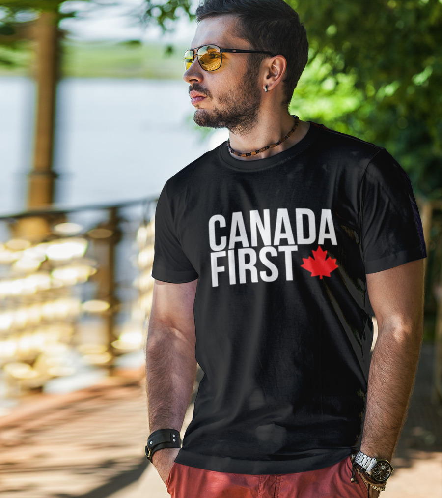 Canada First Baseball Red Maple Leaf T-Shirt