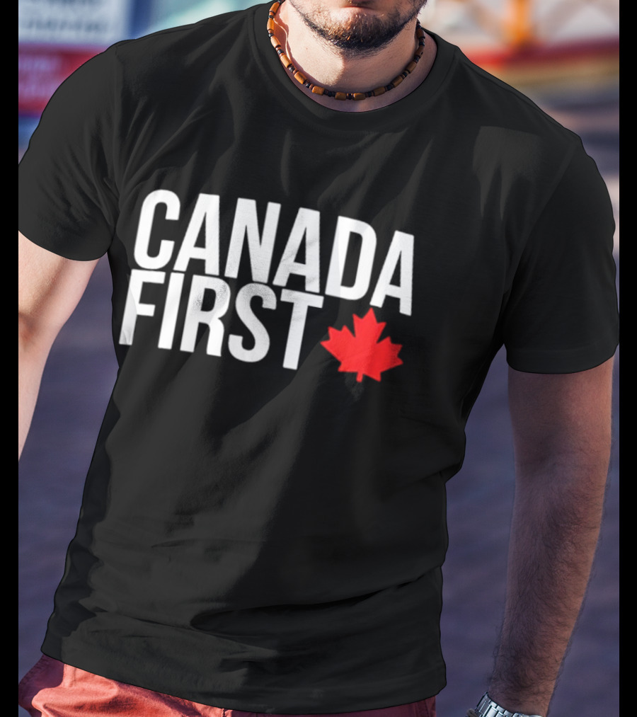 Canada First Baseball Red Maple Leaf T-Shirt