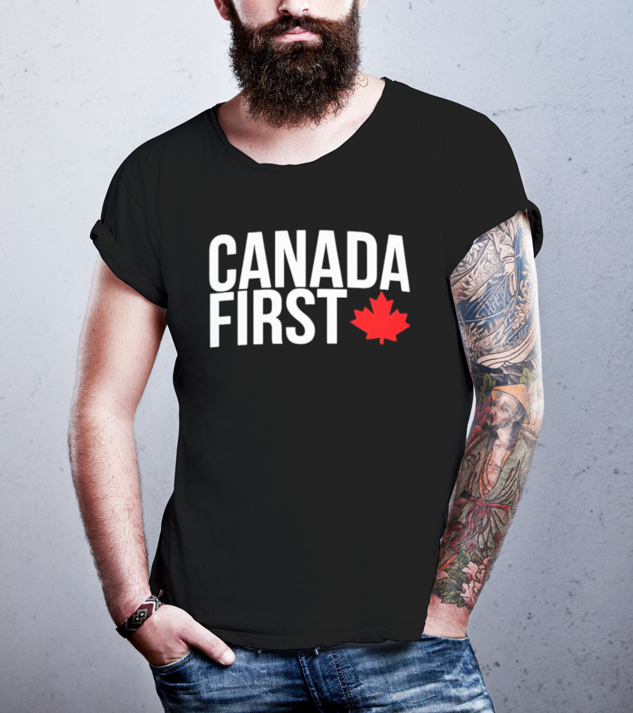 Canada First Baseball Red Maple Leaf T-Shirt