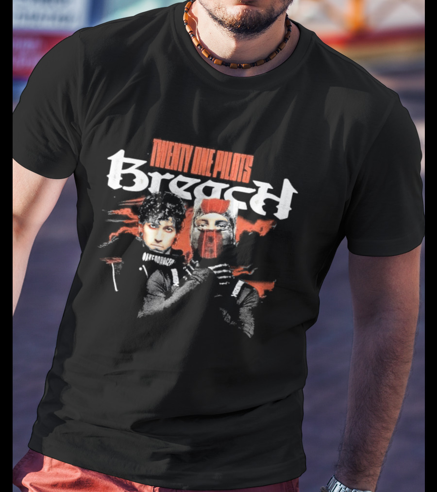 Twenty One Pilots Breach Duo Masked Faces Red Accents T-Shirt