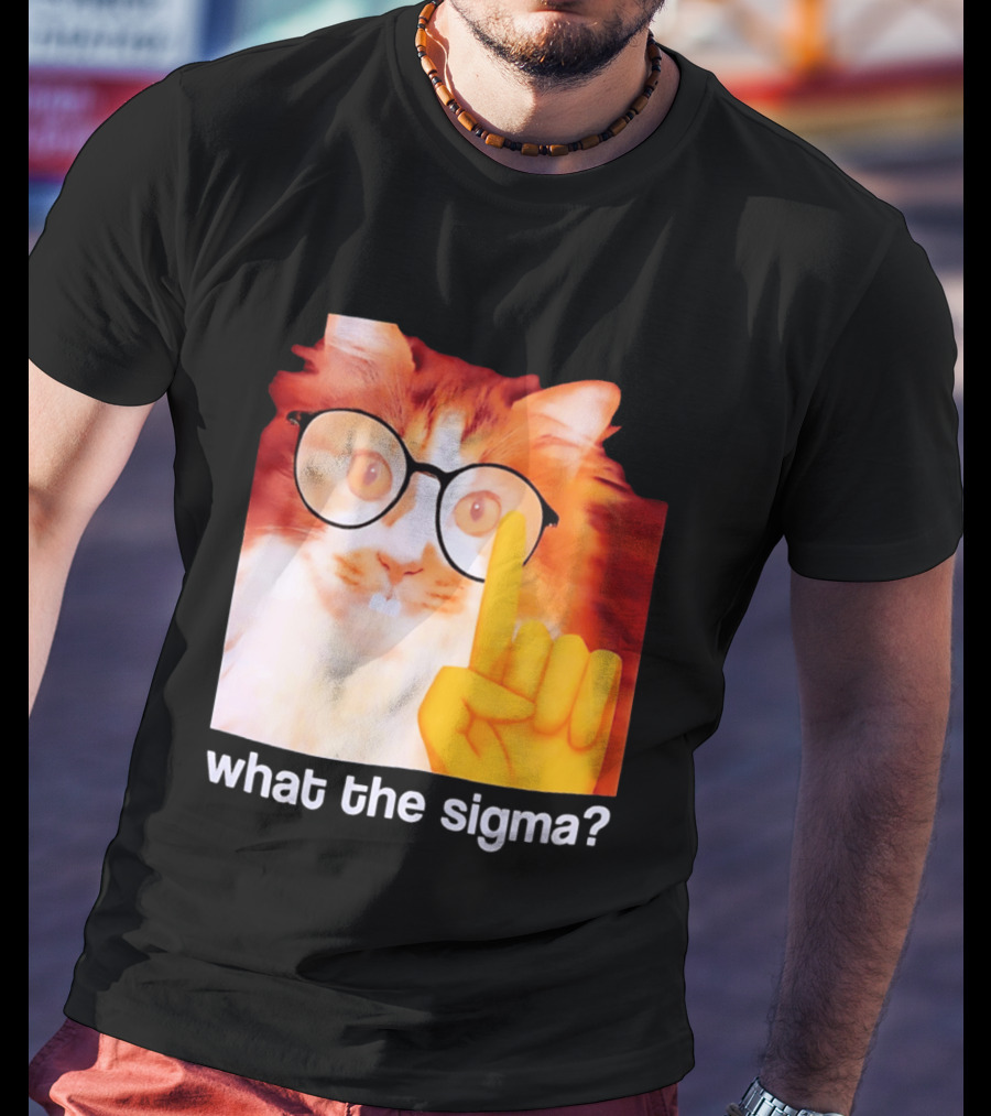 What The Sigma Cat Meme Glasses Pointing Finger Humor T-Shirt