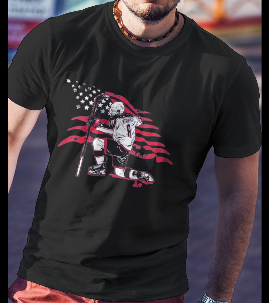 Columbus Hockey Zach Werenski Stars Stripes Number 8 Image T-Shirt