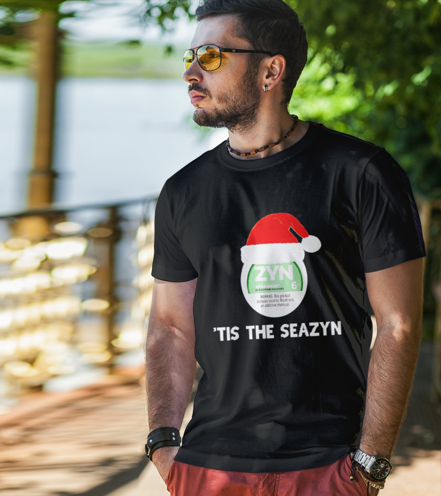 Zyn Spearmint Christmas Tis The Seazyn With Santa Hat T-Shirt