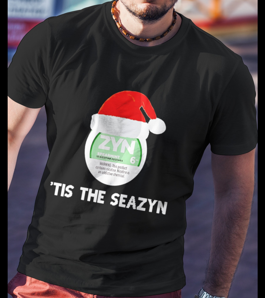 Zyn Spearmint Christmas Tis The Seazyn With Santa Hat T-Shirt