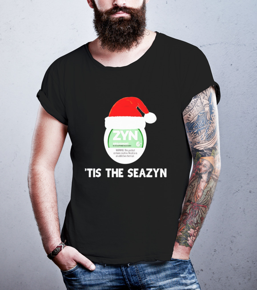 Zyn Spearmint Christmas Tis The Seazyn With Santa Hat T-Shirt