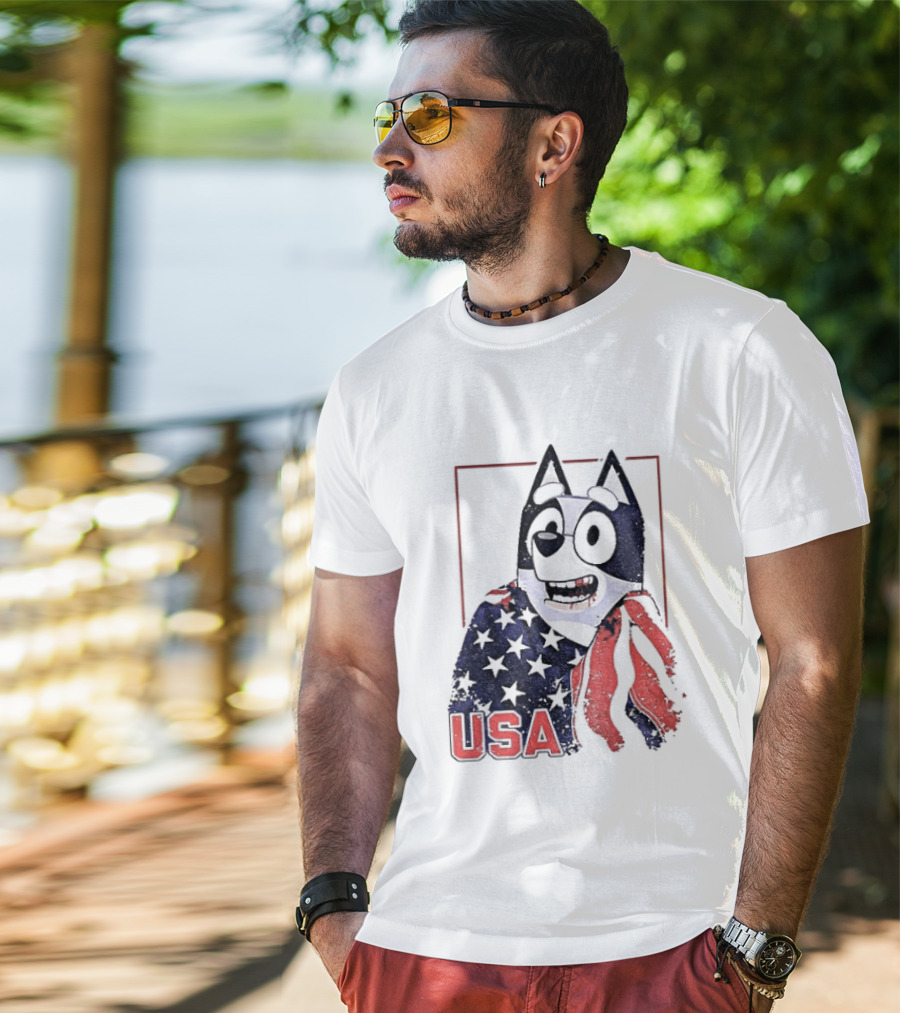 USA Bluey Hockey Jack Hughes Team Smile T-Shirt