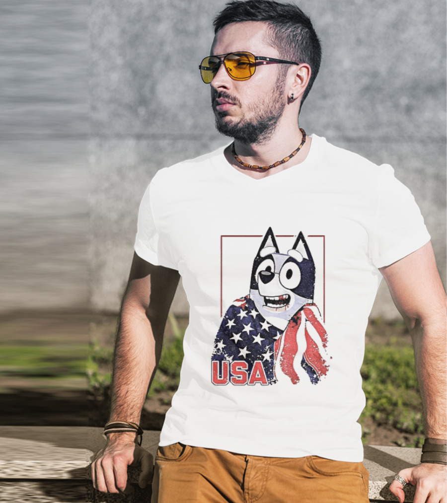 USA Bluey Hockey Jack Hughes Team Smile T-Shirt