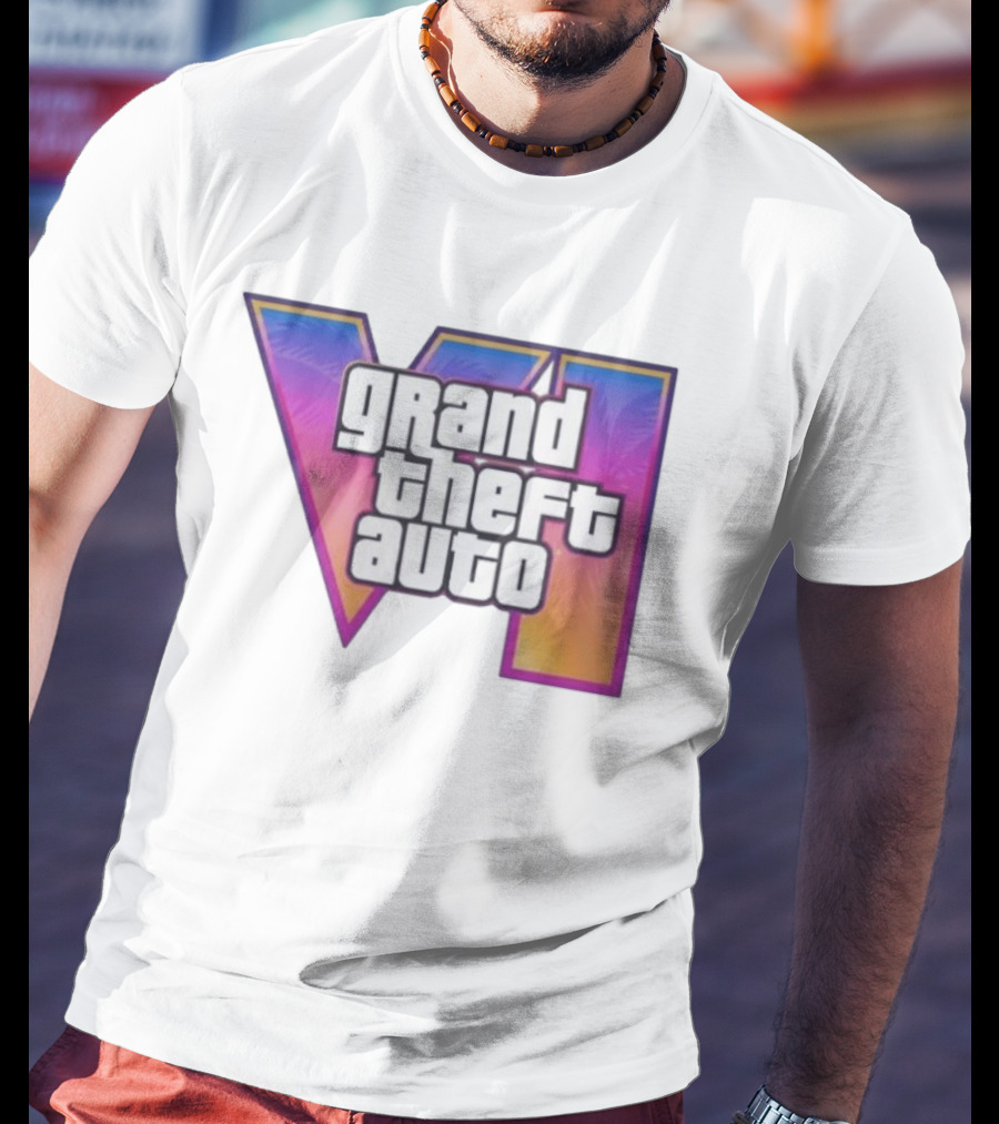 Grand Theft Auto VI 2025 GTA 6 VI Logo With Sunset Palm T-Shirt