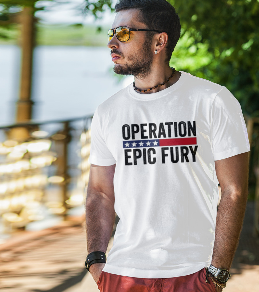 Operation Epic Fury US Iran Five Star Patriot Banner T-Shirt