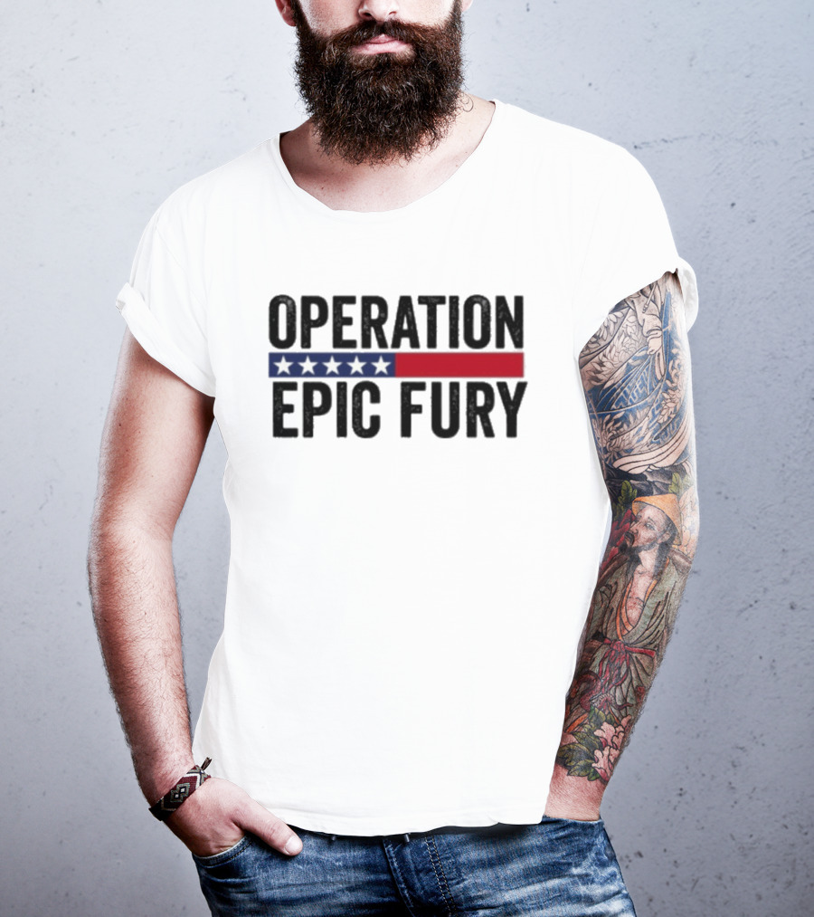 Operation Epic Fury US Iran Five Star Patriot Banner T-Shirt