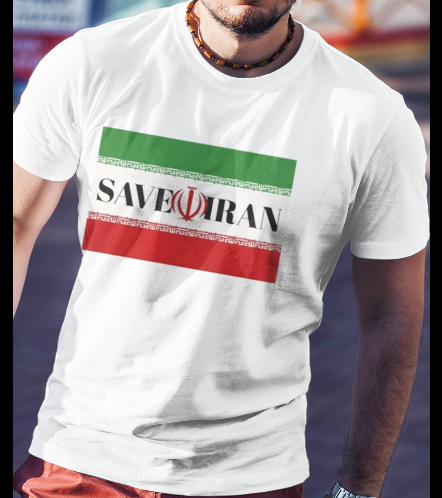 Save Iran National Symbol Emblem Green White Red T-Shirt