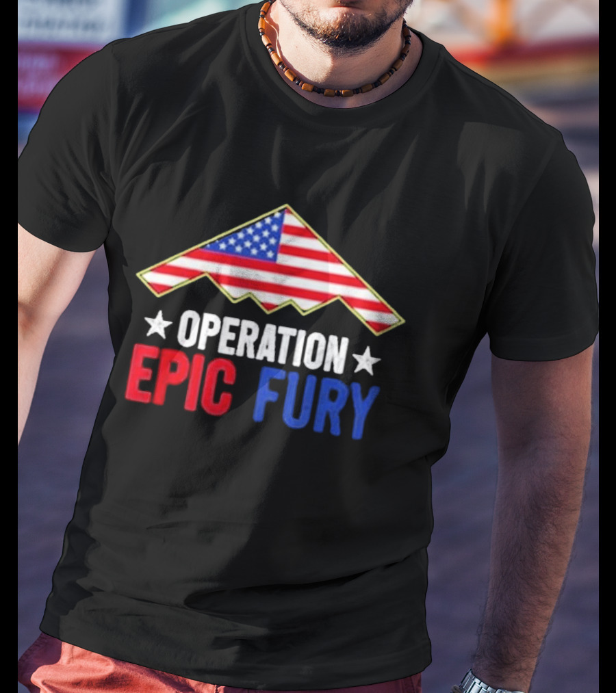 Operation Epic Fury 2026 American Flag Motif T-Shirt