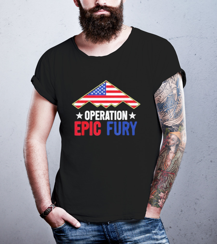 Operation Epic Fury 2026 American Flag Motif T-Shirt
