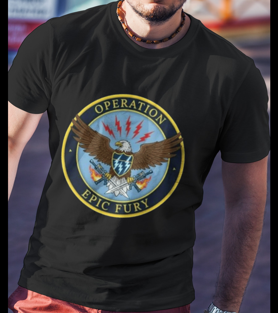 Operation Epic Fury Eagle Emblem With Lightning And Crossed Swords T-Shirt