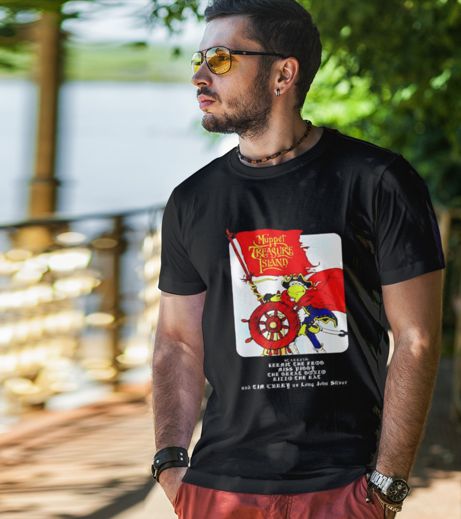 Kermit The Frog Muppet Treasure Island 1996 Steering Pirate Ship T-Shirt