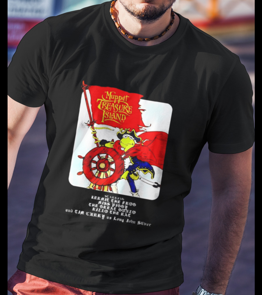 Kermit The Frog Muppet Treasure Island 1996 Steering Pirate Ship T-Shirt